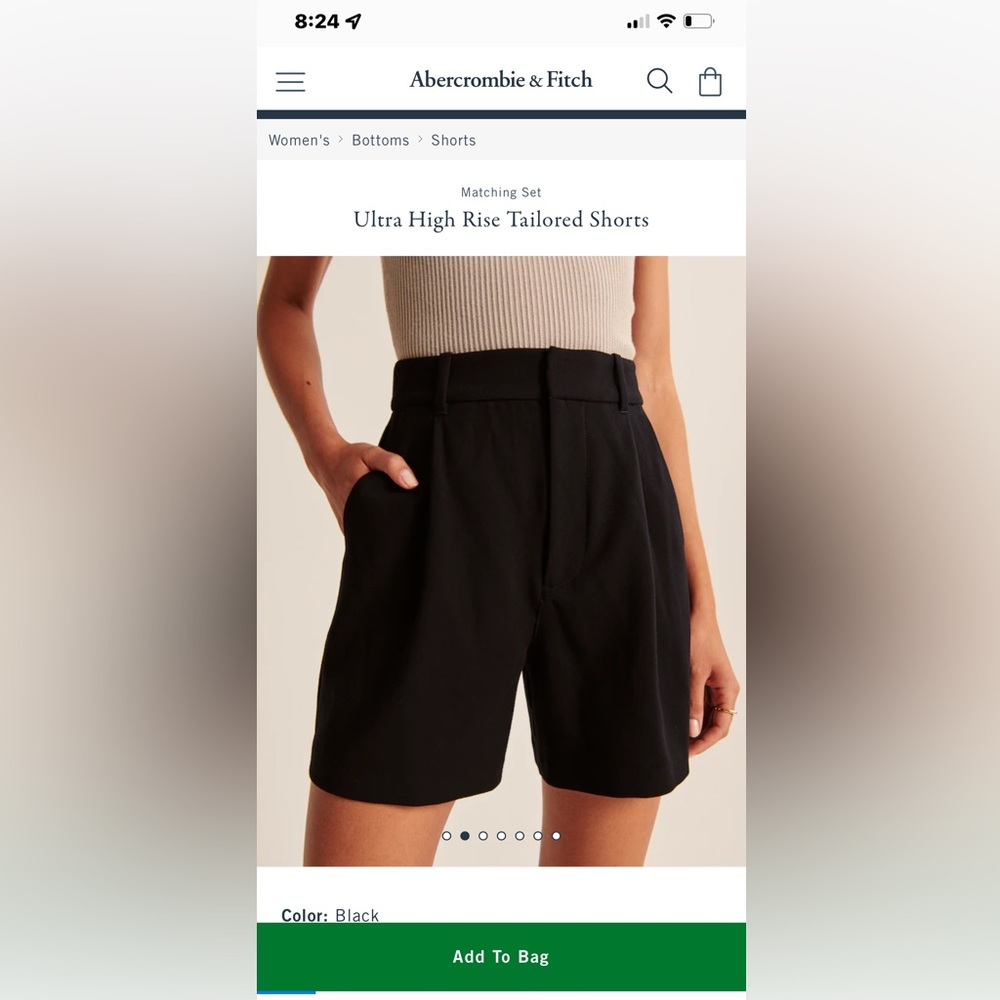 Abercrombie Ultra High Rise Tailored Shorts